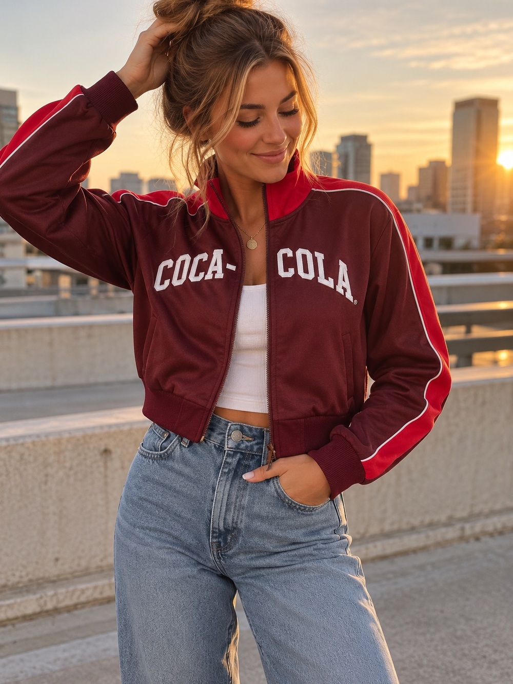 Coca-Cola Burgundy Red Retro Sporty Track Jacket S/M